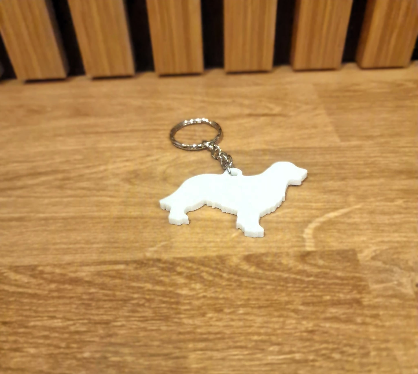 White dog 2d Keychain