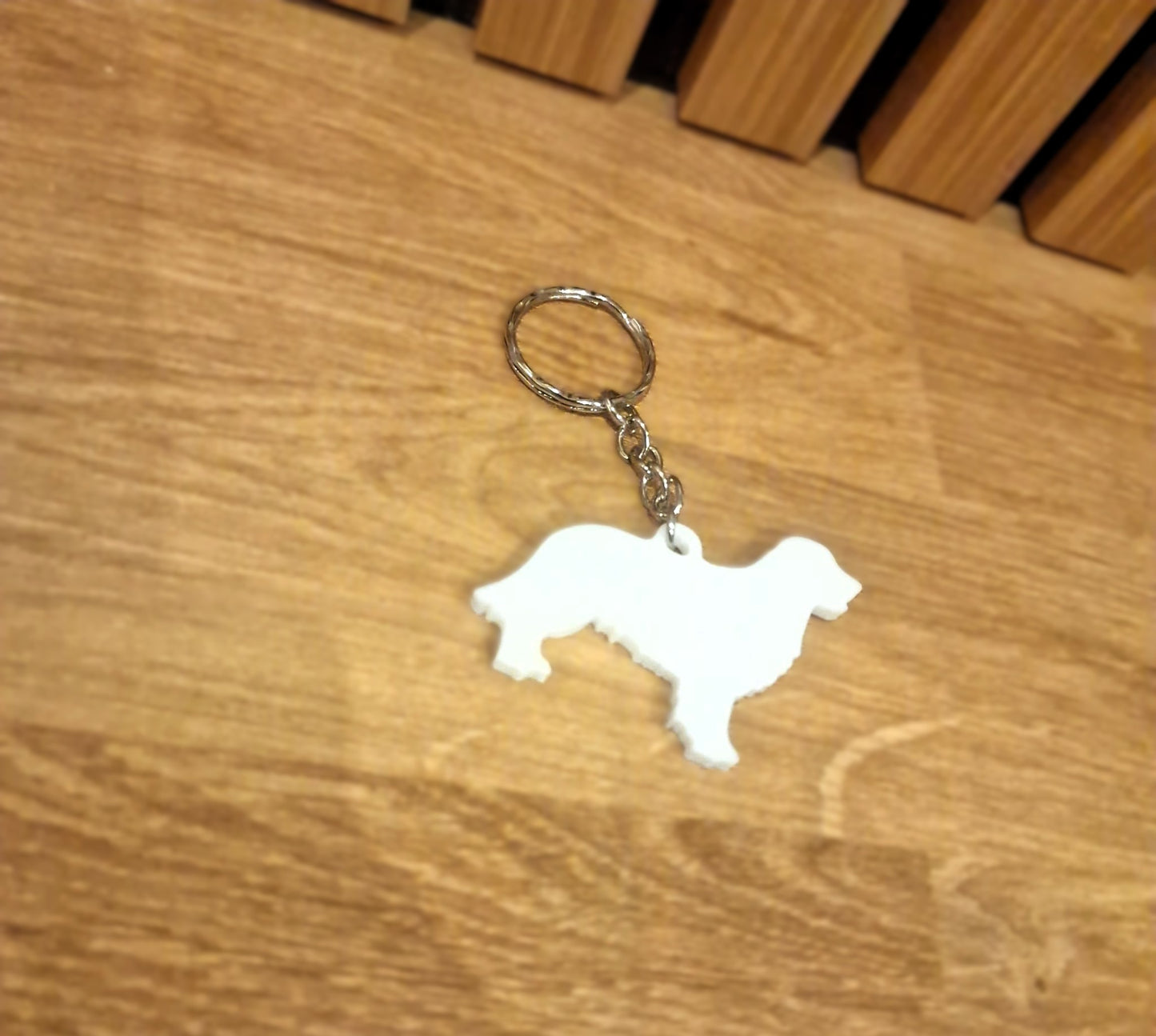 White dog 2d Keychain