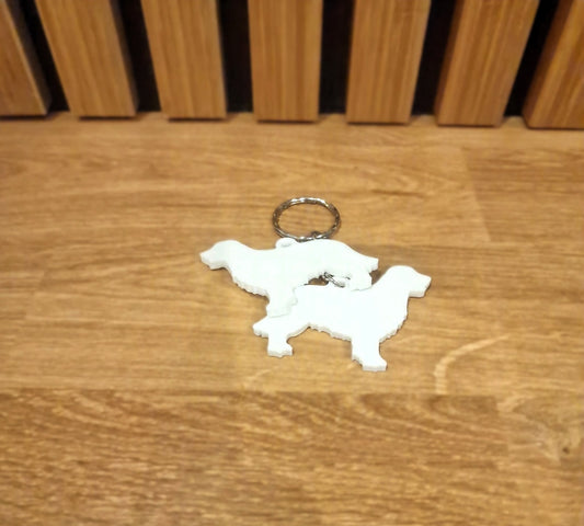 White dog 2d Keychain